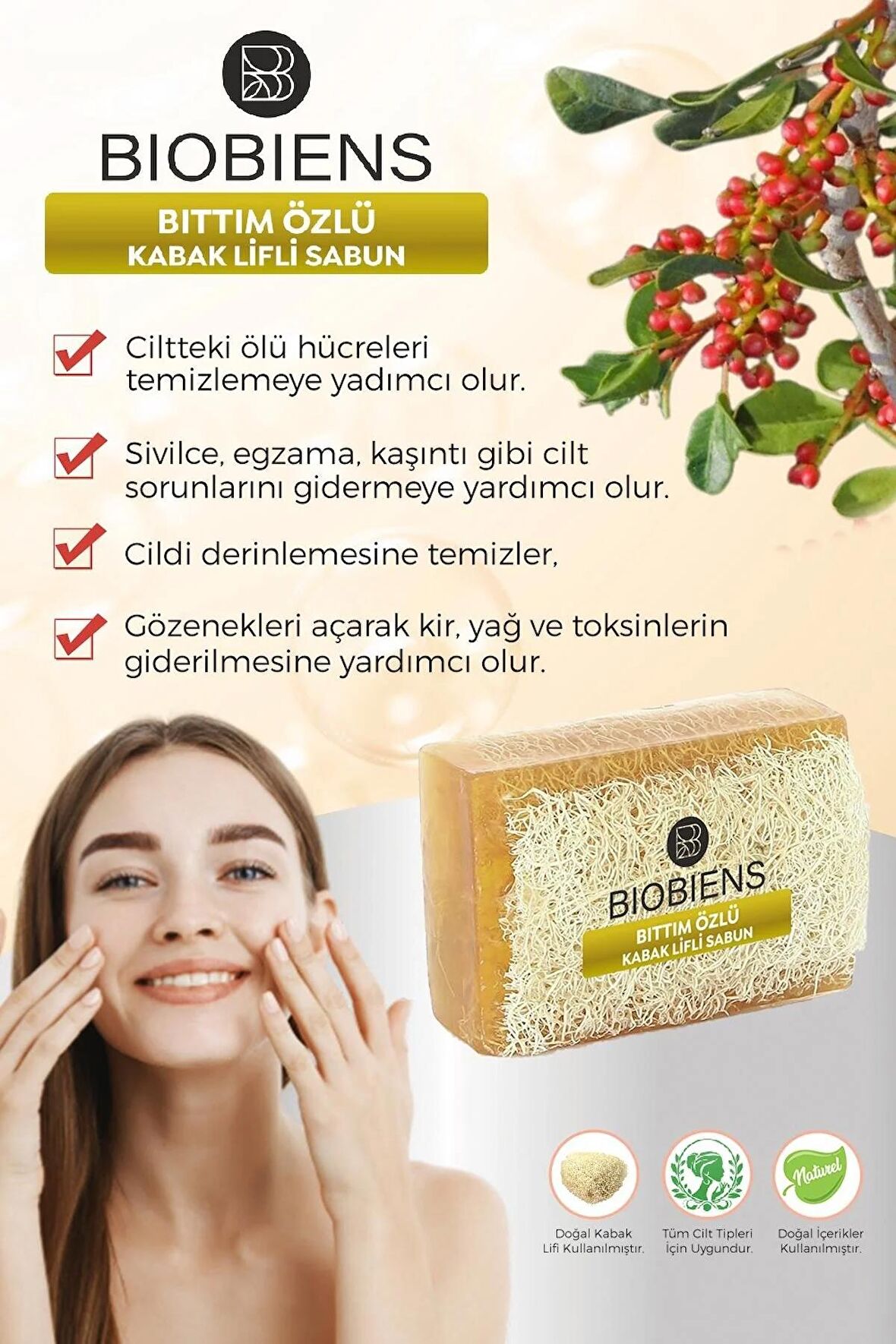 Biobiens Bıttım Özlü Kabak Lifli Sabun El Yapımı 110gr