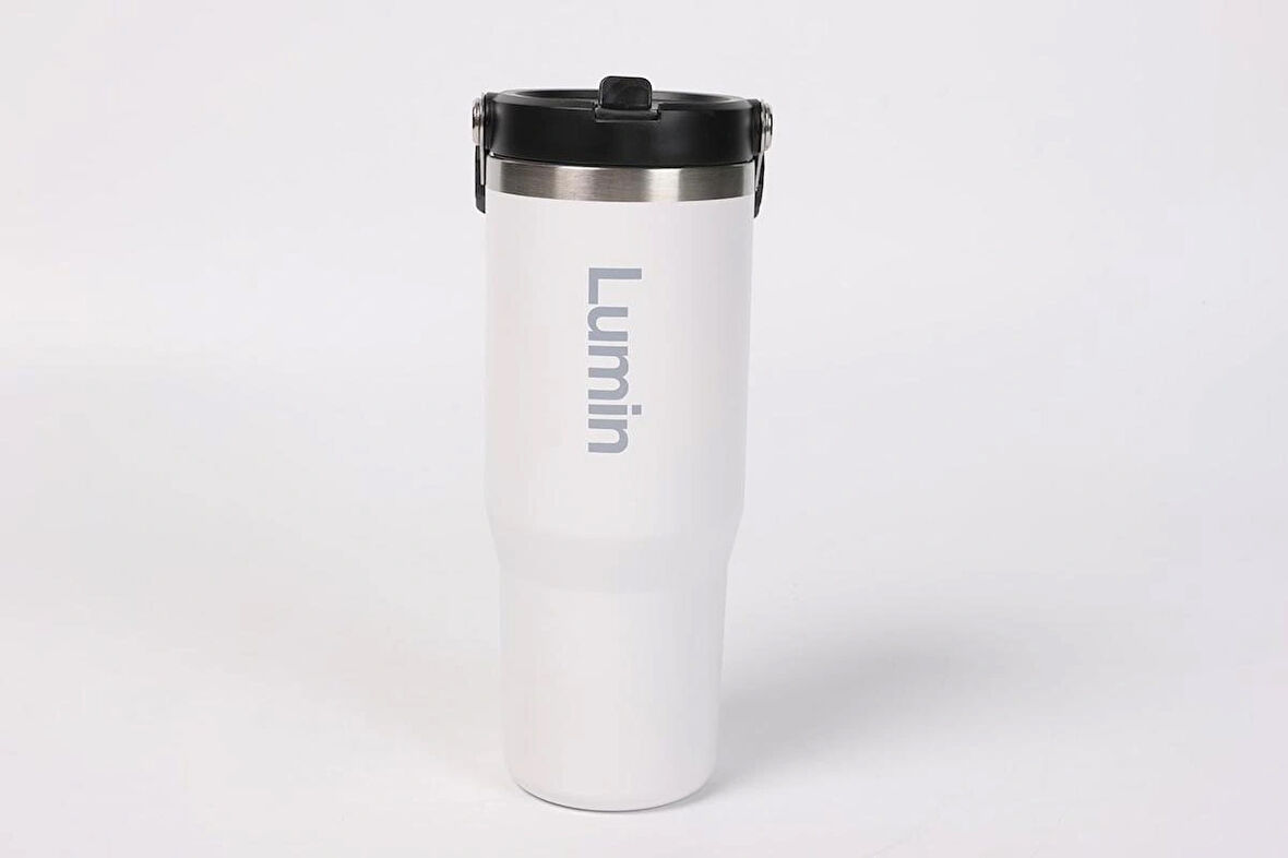 Lumin Flask Pipetli Sporcu Termos Beyaz