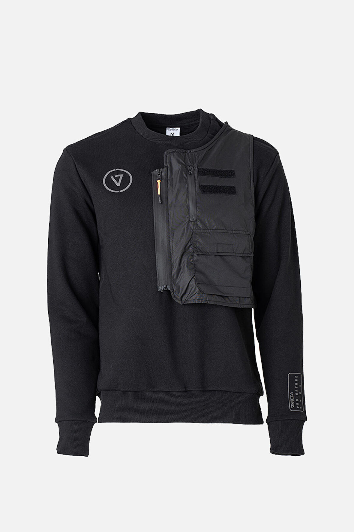BISIKLET YAKA CIKARILABILIR CEP AKSESUARLI SWEATSHIRT ERKEK SIYAH 
