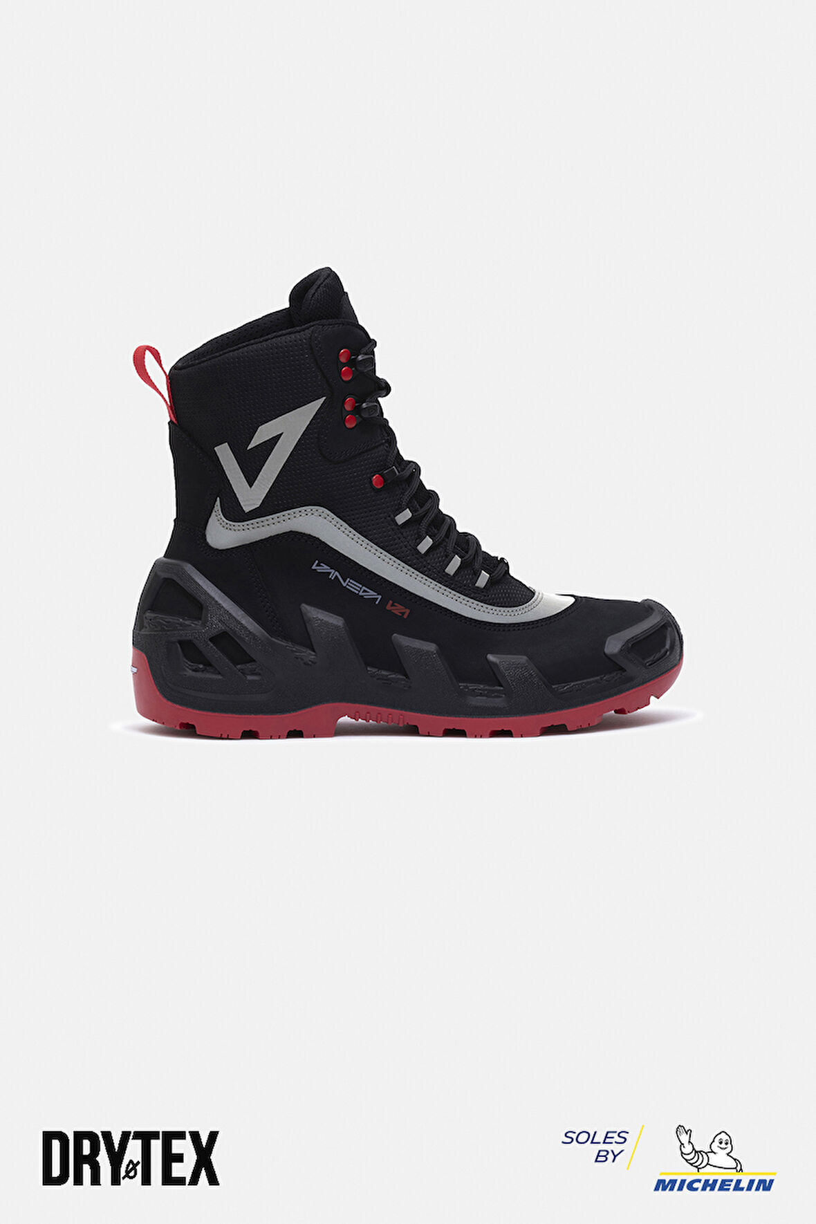 998 V-Clutch Pro Next Nubuk Kadın Bot Siyah/Kırmızı