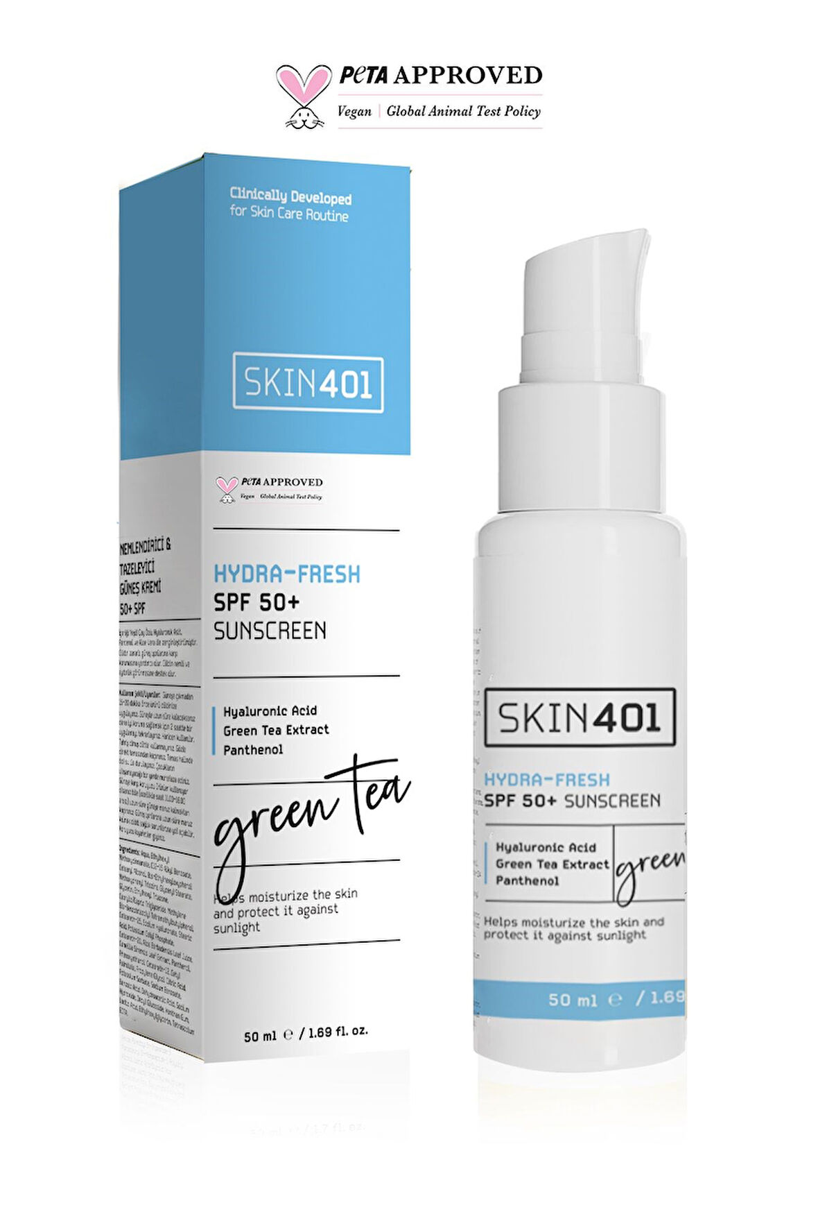 Skin401 Spf 50 Nemlendirici & Tazeleyici (GREEN TEA HYDRA FRESH) Güneş Kremi 50 ml