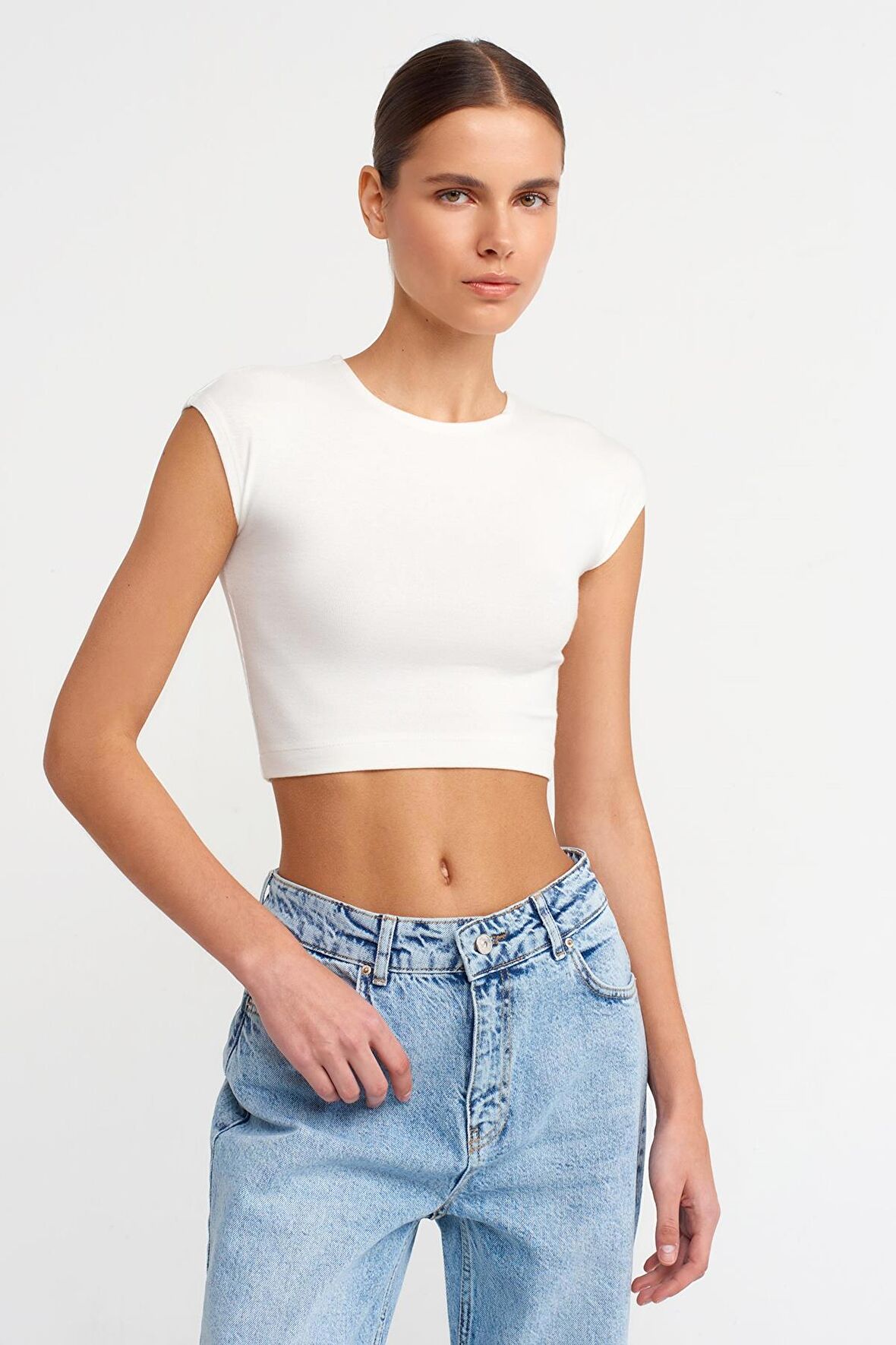 Dilvin 30528 Pamuk ve Modal Karışımlı Crop Top 