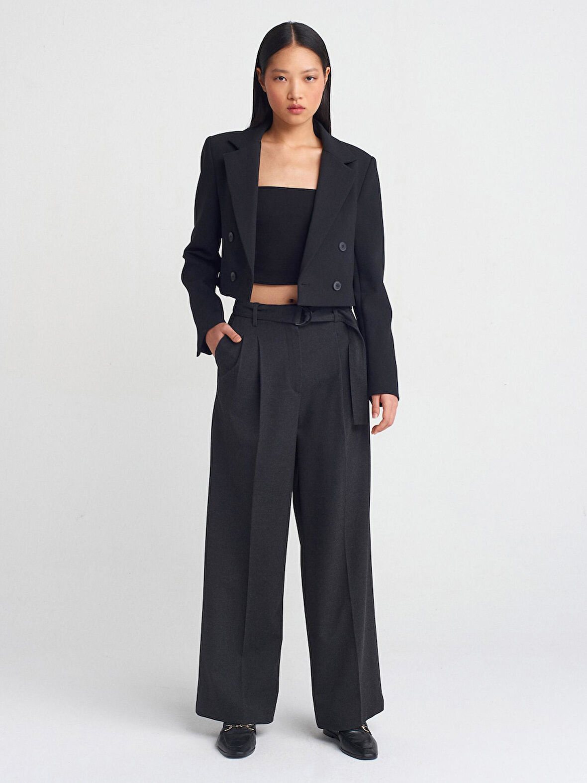 71591 DİLVİN KEMERLİ GENİŞ PANTOLON