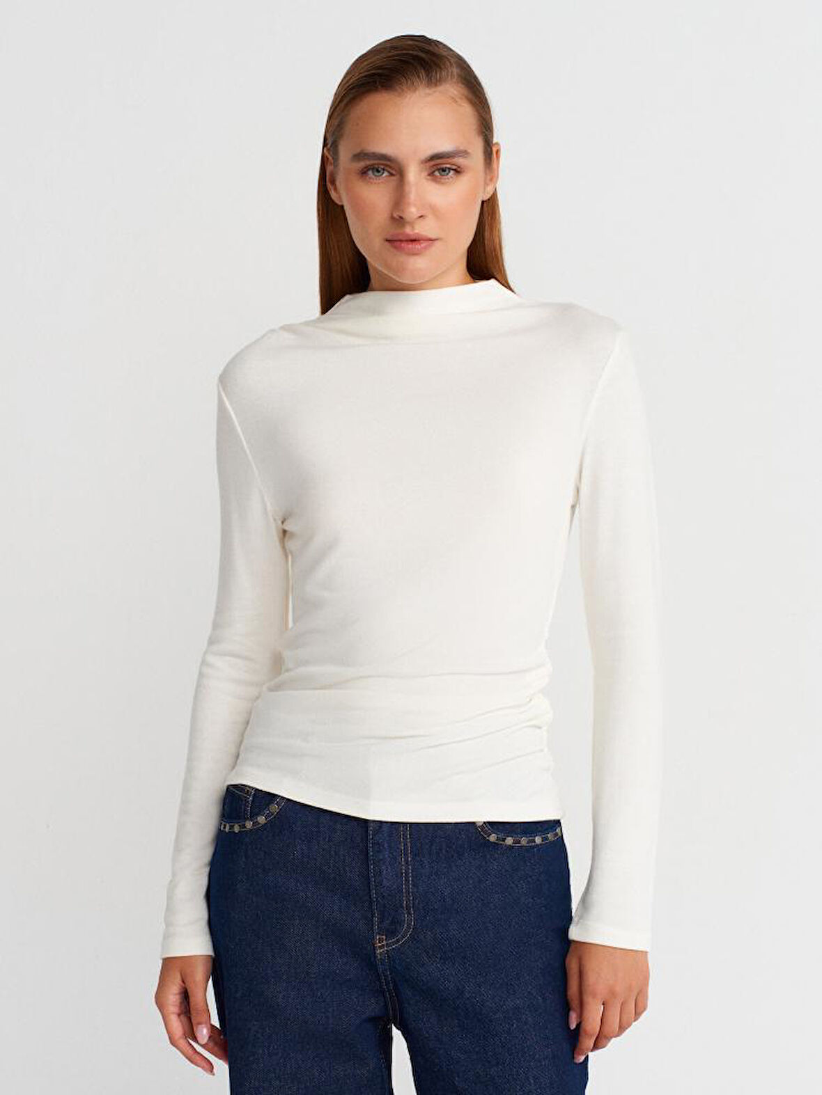 32139 DİLVİN BÜZGÜLÜ UZUN KOLLU TOP