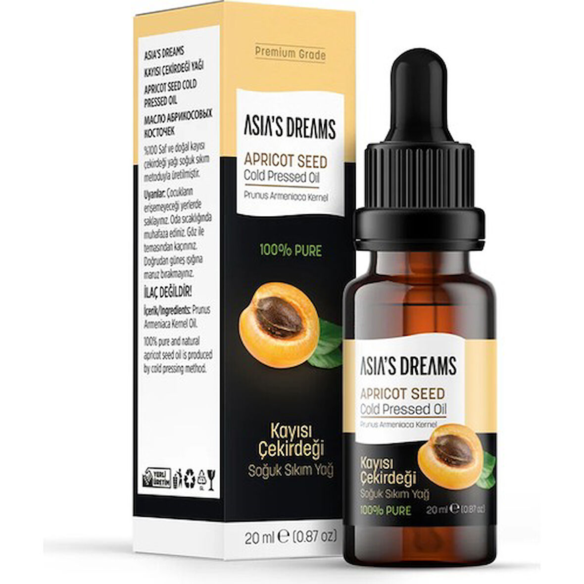 Asia's Dreams Kayısı Çekirdeği Soğuk Sıkım Yağ 20 Ml