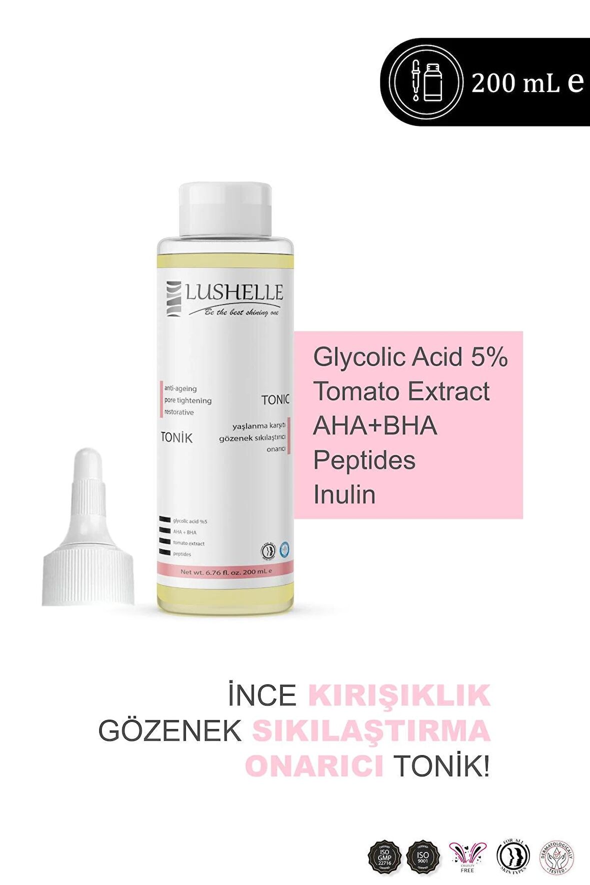 Lushelle Cilt Sıkılaştırıcı Tonik 200 mL - Gözenekleri Temizler ve Cildi Canlandırır