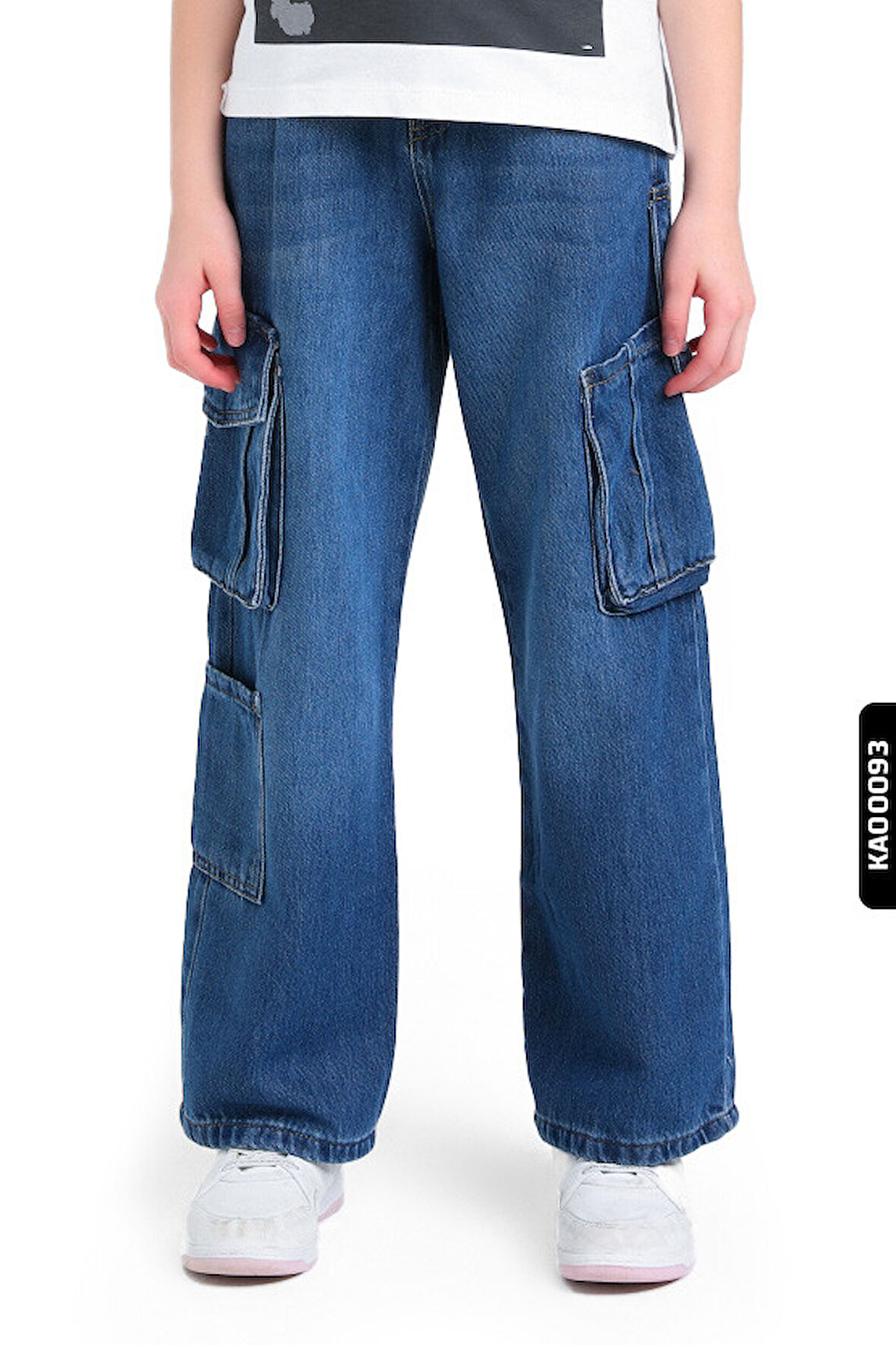 Kargo Cepli Yüsek Kemerli Belli Geniş Paçalı Kız Çocuk Pantolon 5-14 Yaş 2415