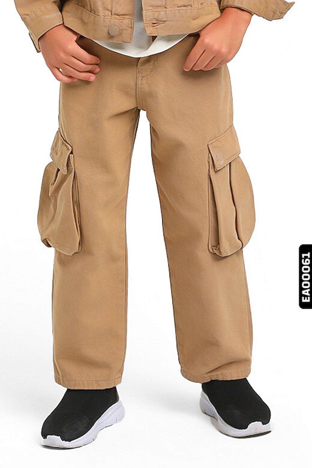 Oversize Fermuarlı Kargo Çift Cepli Geniş Paçalı Erkek Çocuk Pantolon 5-14 Yaş 2421