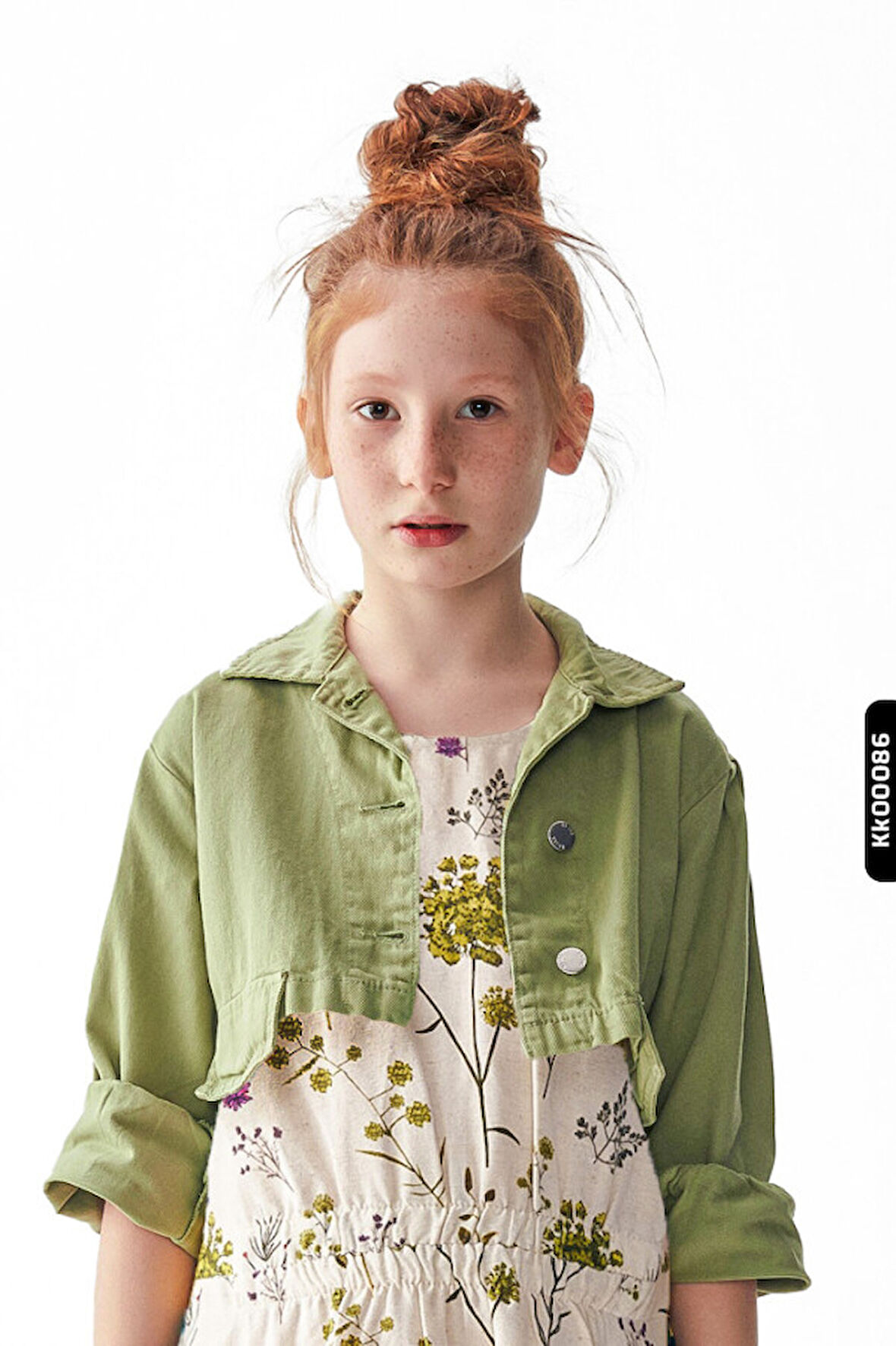 Düğmeli Polo Yakalı sahte Çift Cepli Düz Renk Kız Çocuk Ceket 8-14 Yaş 36704