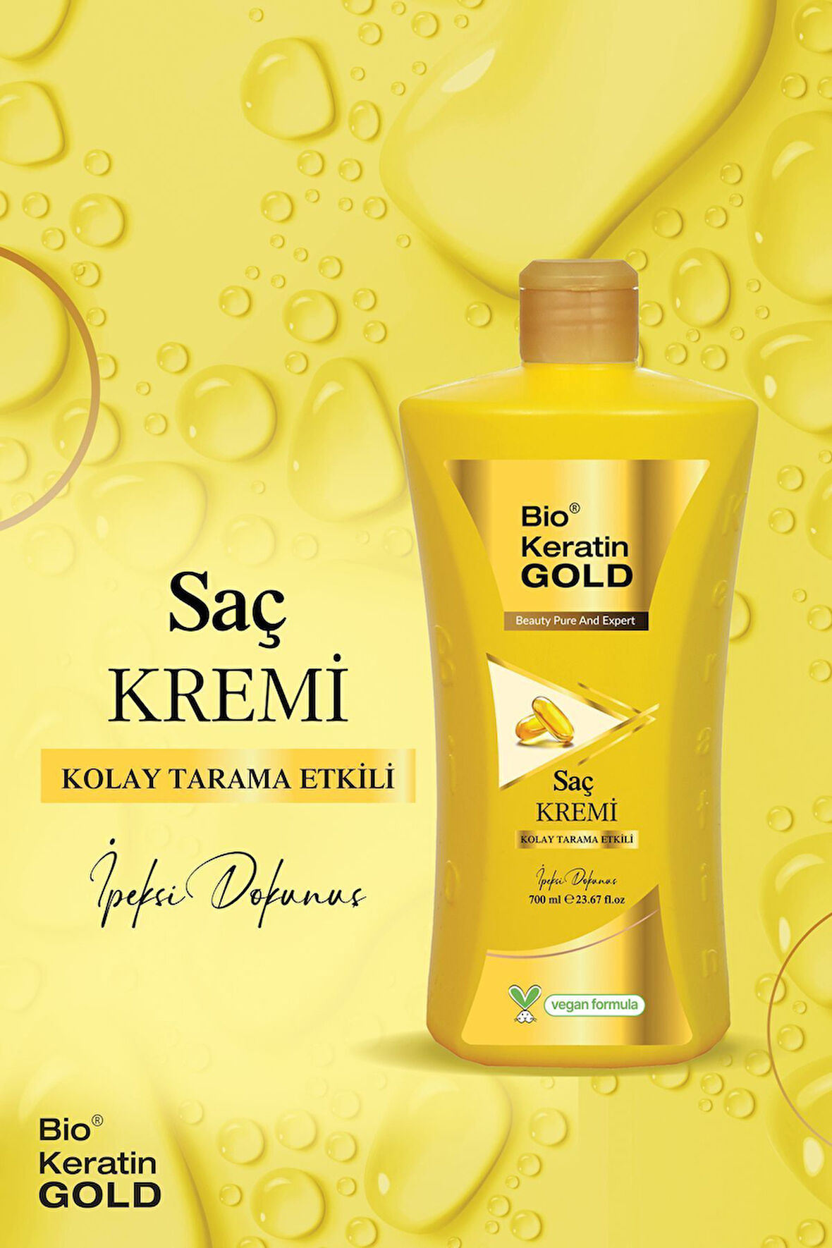 Bio Keratin Gold 700 Ml Tuzsuz Saç Kremi Kolay Tarama Etkili