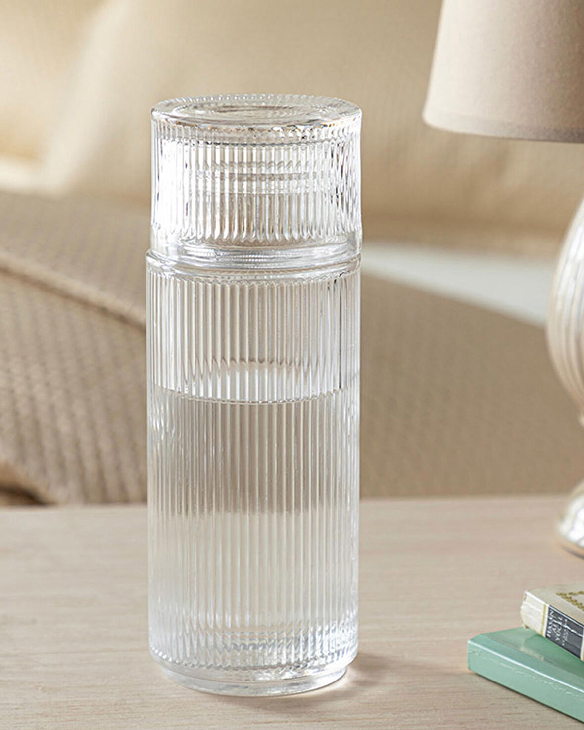 English Home Striped Cam Başucu Sürahi Şeffaf