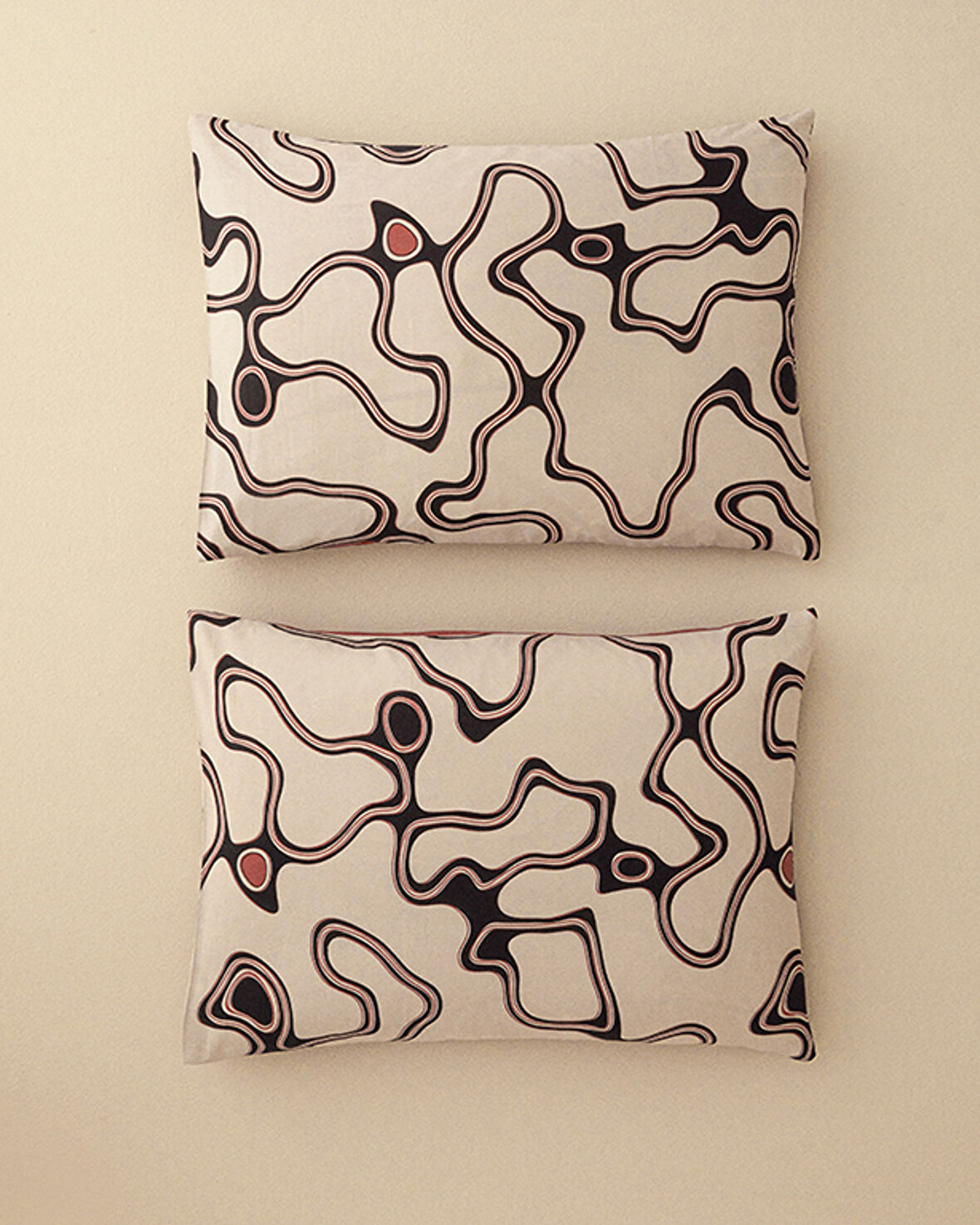 English Home Abstract Art Dijital Baskılı Soft Cotton 2'li Yastık Kılıfı Bej