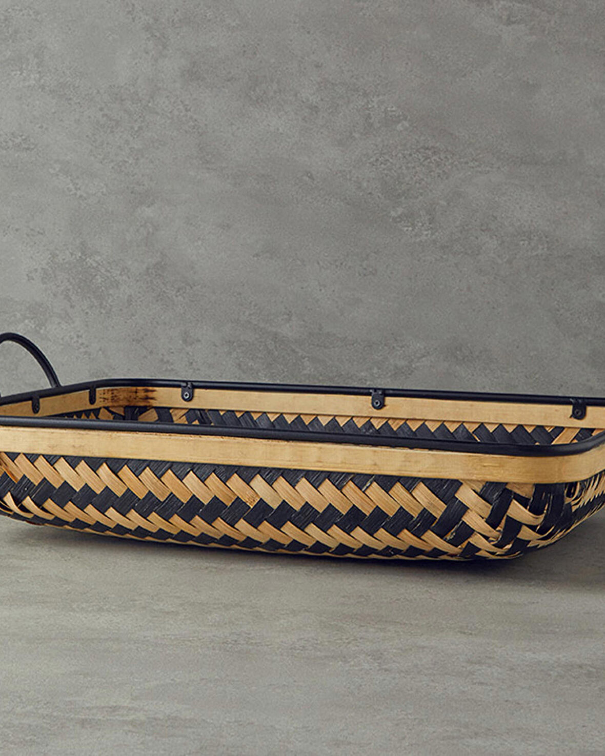 English Home Bamboo Bambu Dekoratif Tepsi Natural-Siyah