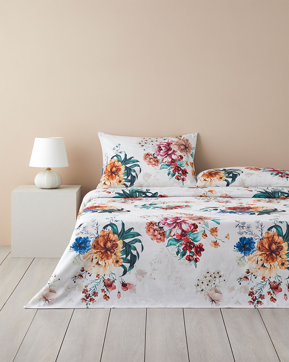 English Home Flora Vista Dijital Baskılı Soft Cotton Tek Kişilik Nevresim Takımı Turuncu