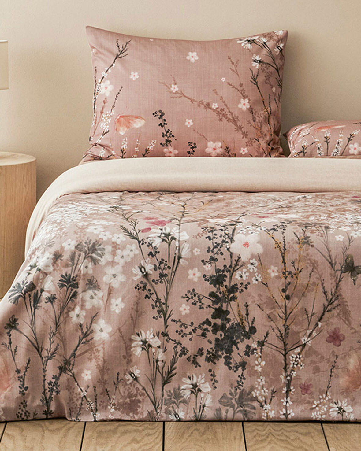 English Home Sweet Spring Dijital Baskılı Soft Cotton Çift Kişilik Nevresim Takımı Gül Kurusu