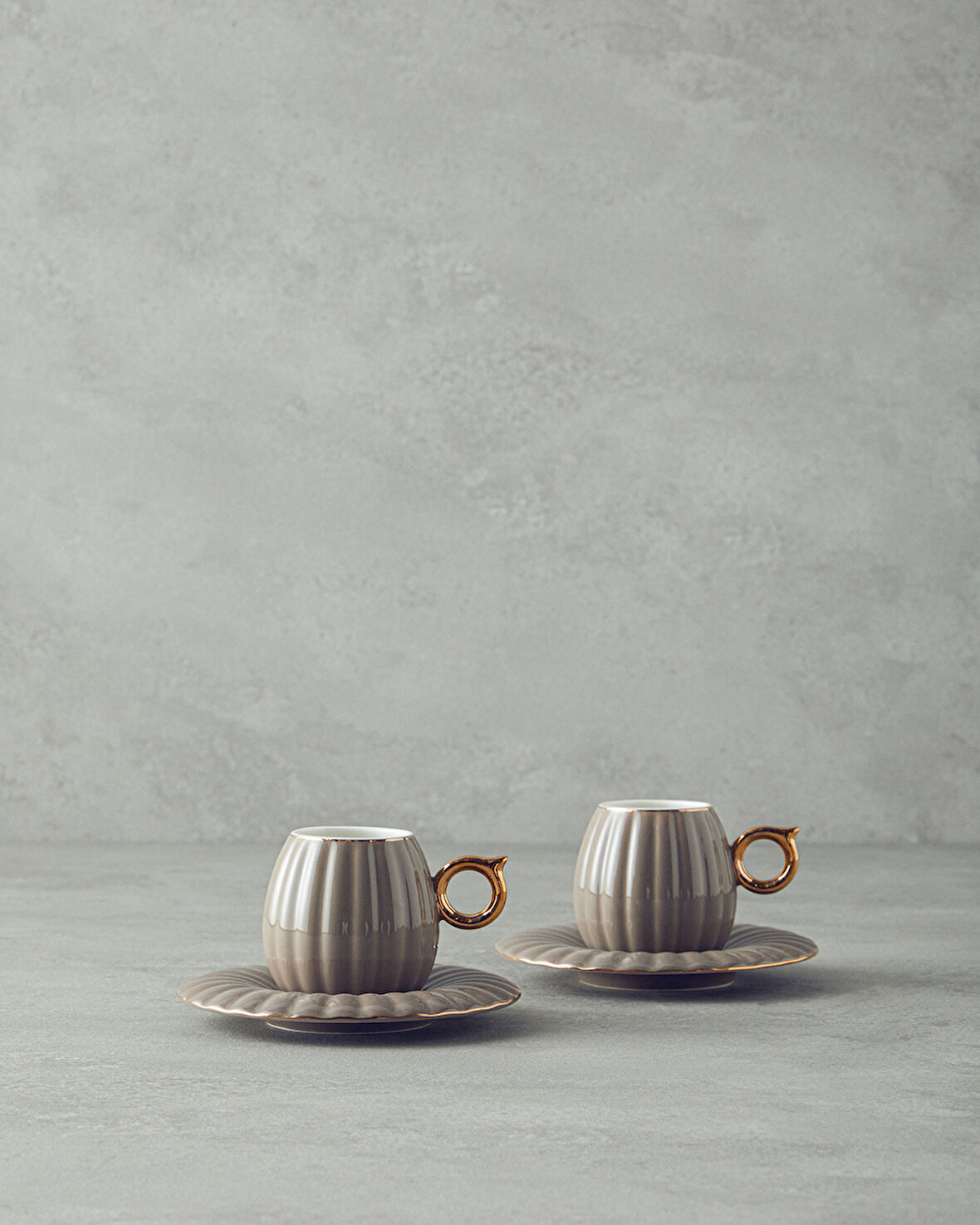 English Home Polka New Bone China 4 Parça 2 Kişilik Kahve Fincan Takımı Vizon