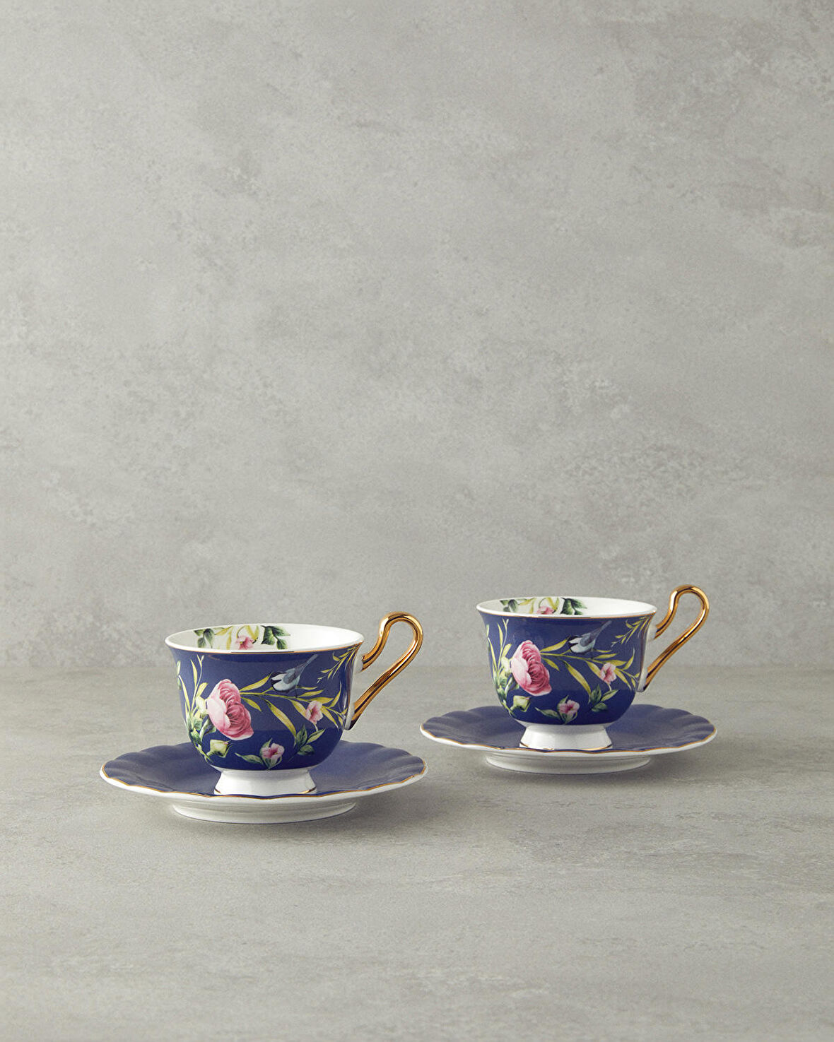 English Home Vanilla New Bone China 4 Parça 2 Kişilik Çay Fincanı Takımı Lacivert