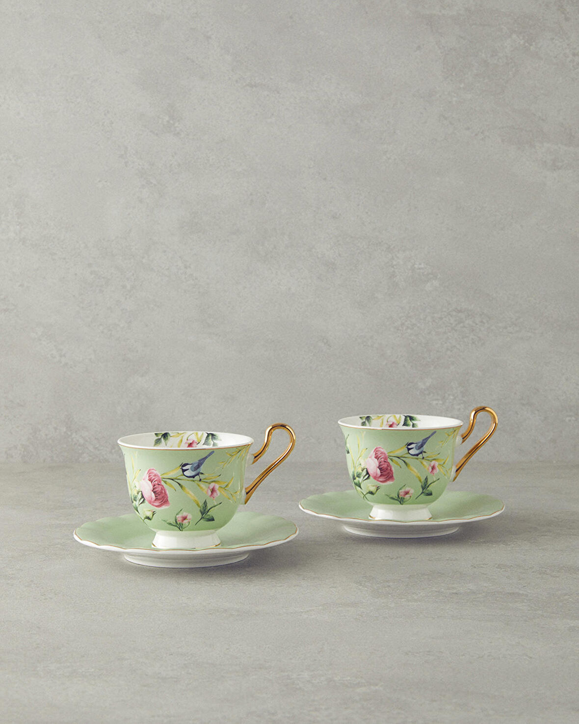 English Home Vanilla New Bone China 4 Parça 2 Kişilik Çay Fincanı Takımı Açık Yeşil