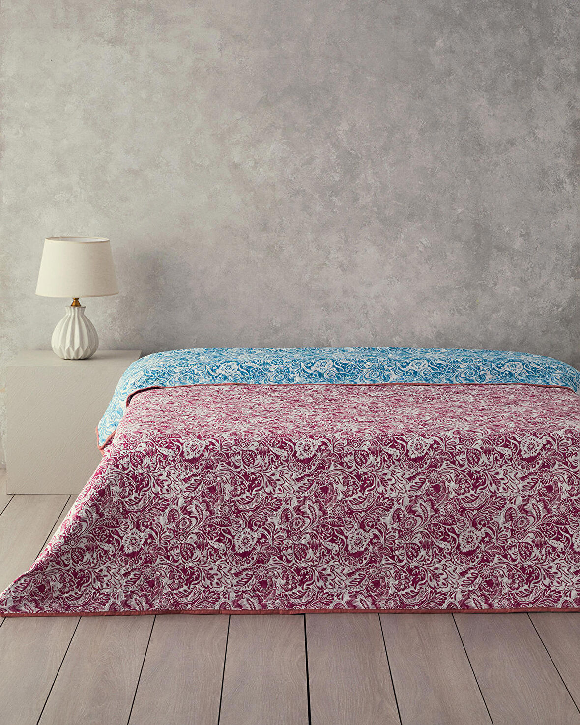 English Home Folk Art Tek Kişilik Çok Amaçlı Örtü Koyu Pembe