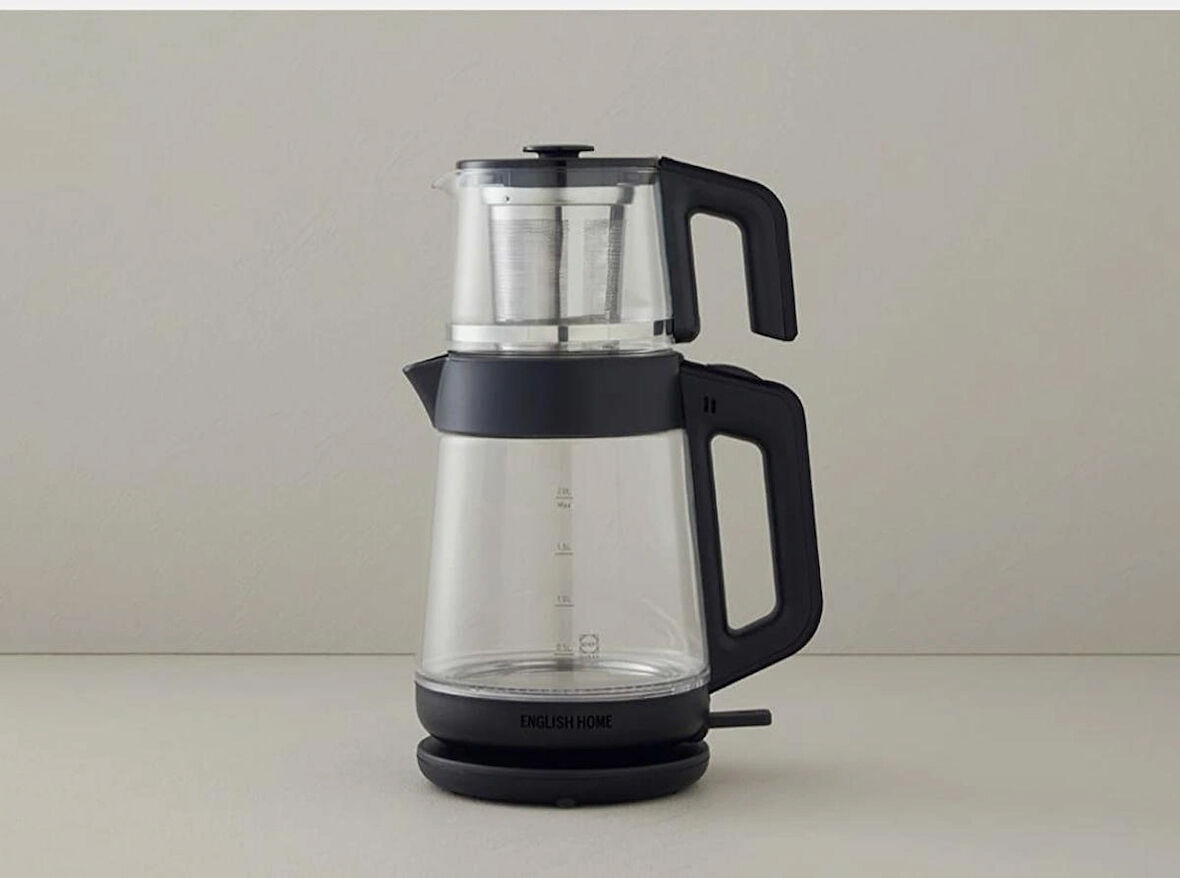 English Home CMK 6001 Cam Çay Makinesi ve Kettle Siyah