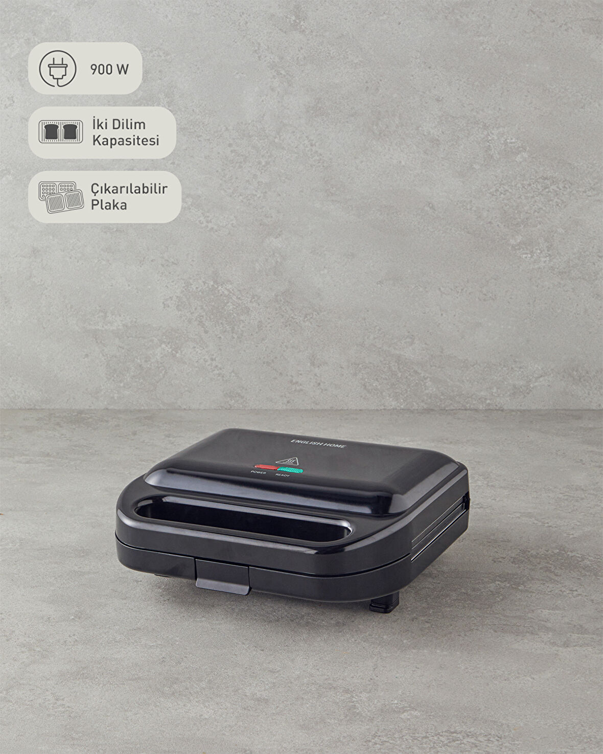 English Home TMK 5001 Mini Tost ve Waffle Makinesi Siyah