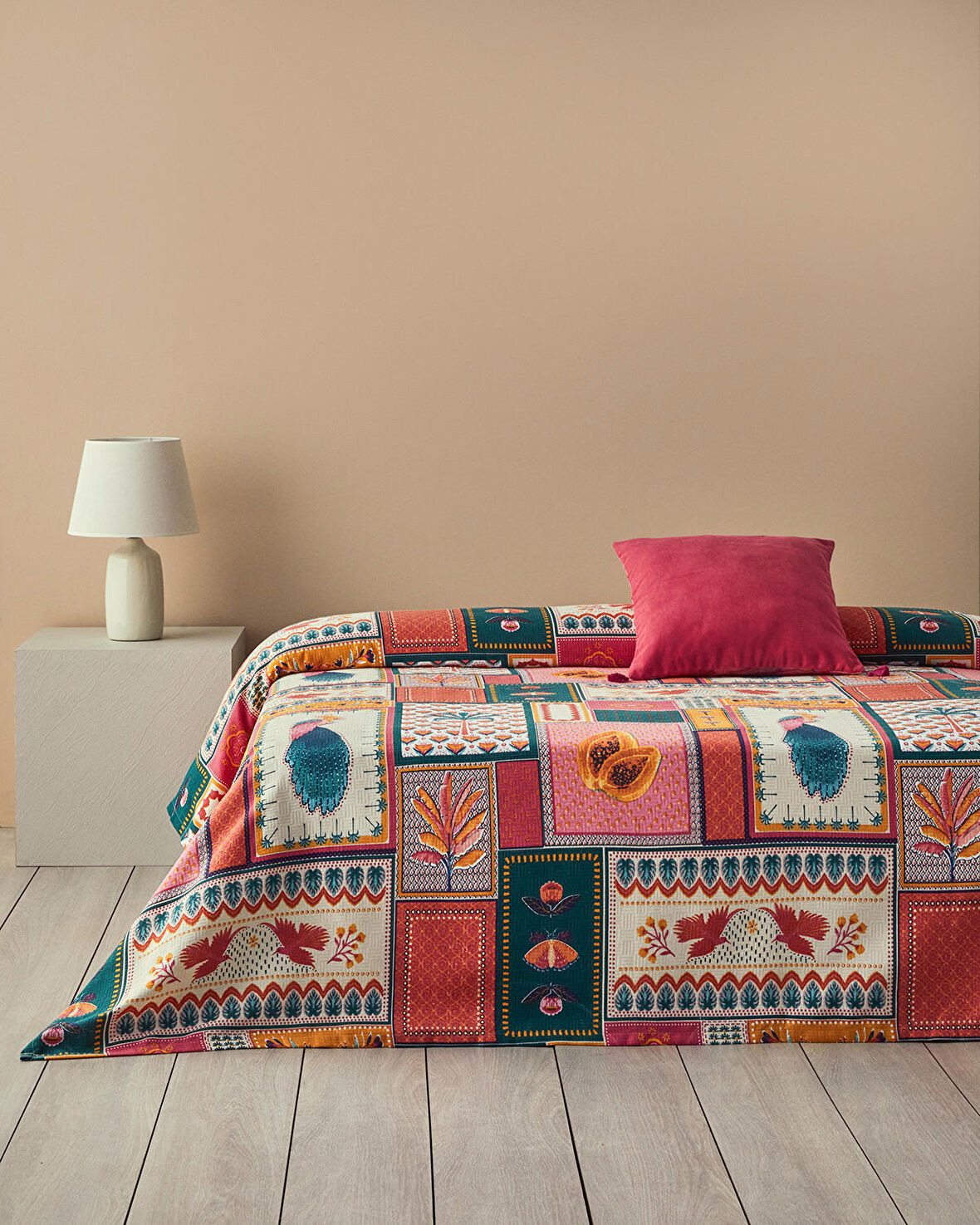 English Home Tropic Patchwork Tek Kişilik Pike Pembe