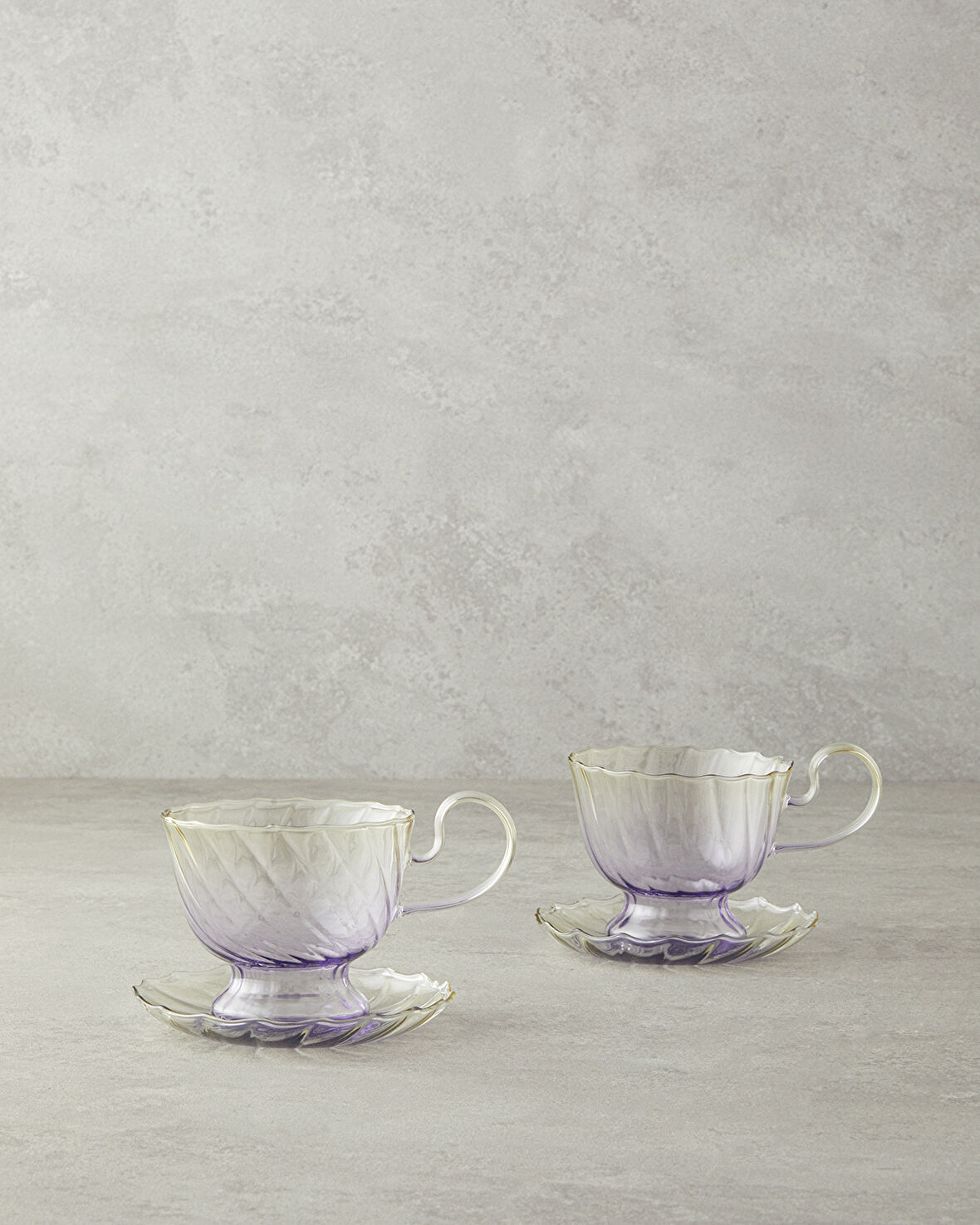 English Home Flow Borosilikat Çay Fincanı Takımı 4 Parça 2 Kişilik Yeşil-Pembe