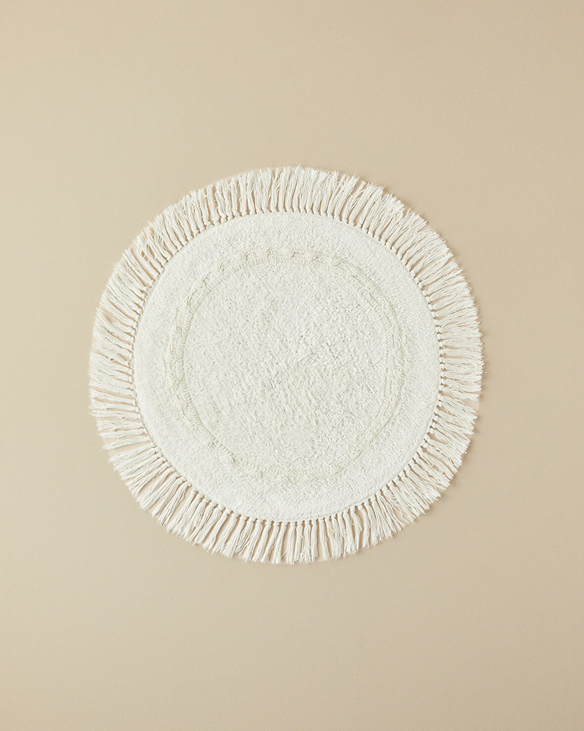 English Home Falbelo Pamuklu Yuvarlak Banyo Paspası Ekru