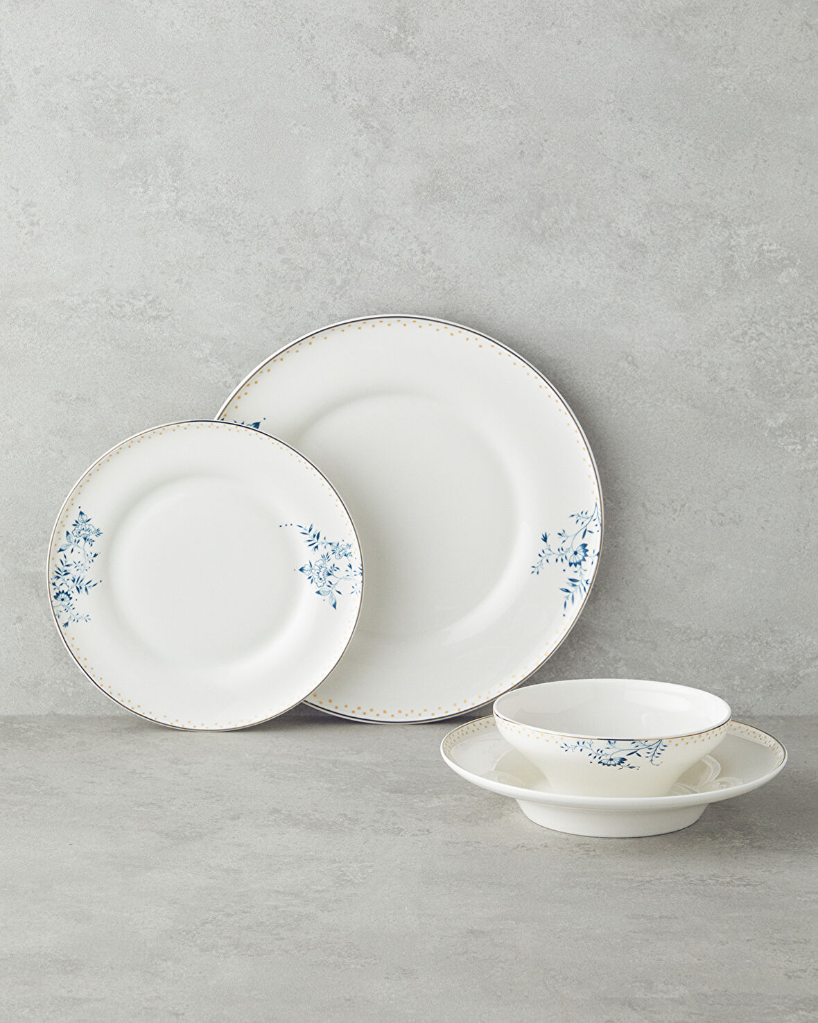 English Home Serenity Blue Bone Porselen Yemek Takımı 24 Parça 6 Kişilik Lacivert