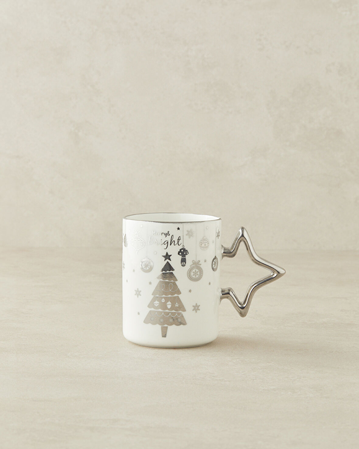 English Home Winter Silver Star New Bone China Yılbaşı Kupa 400 ml Silver