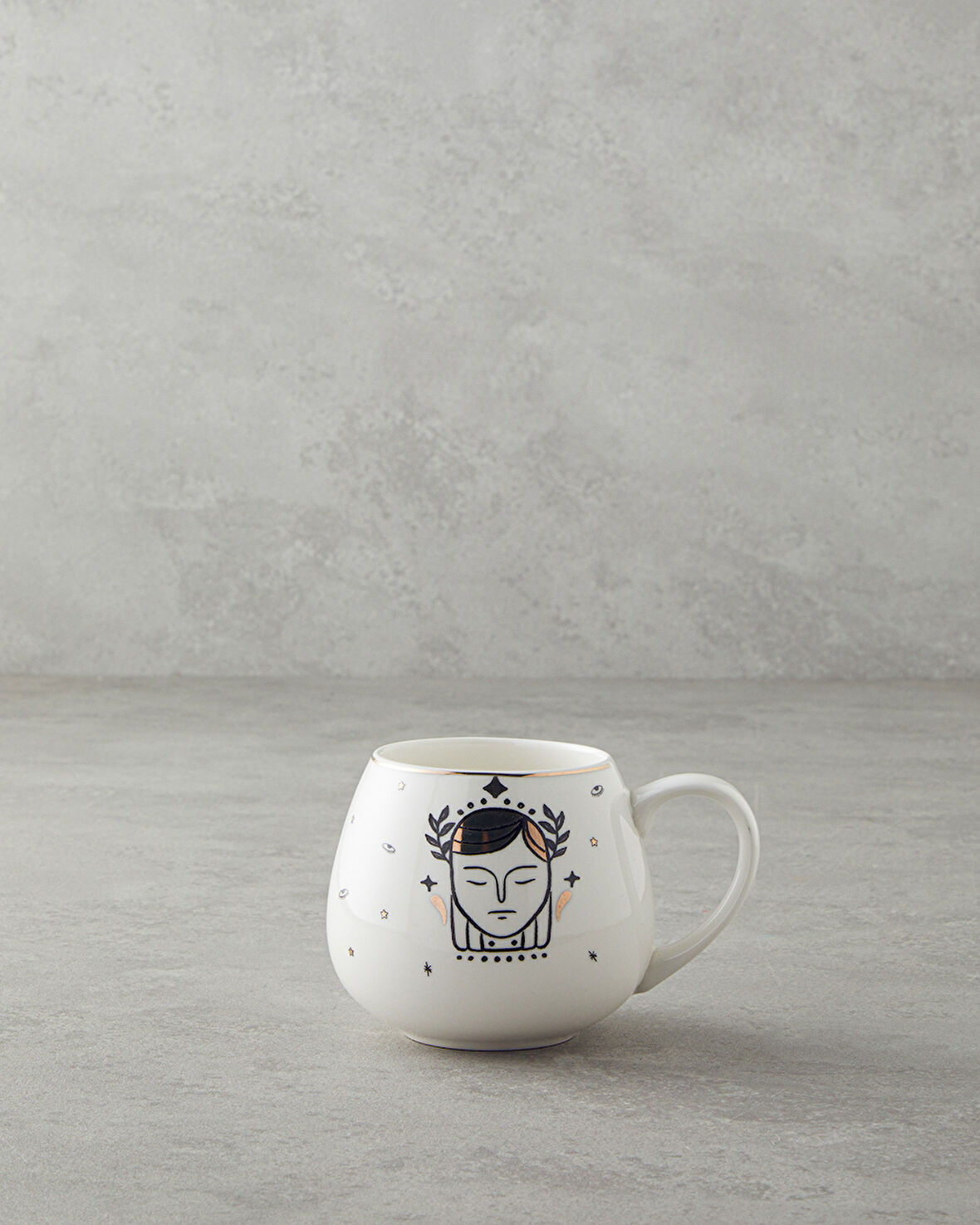 English Home Virgo New Bone China Kupa 325 ml Siyah-Beyaz-Gold