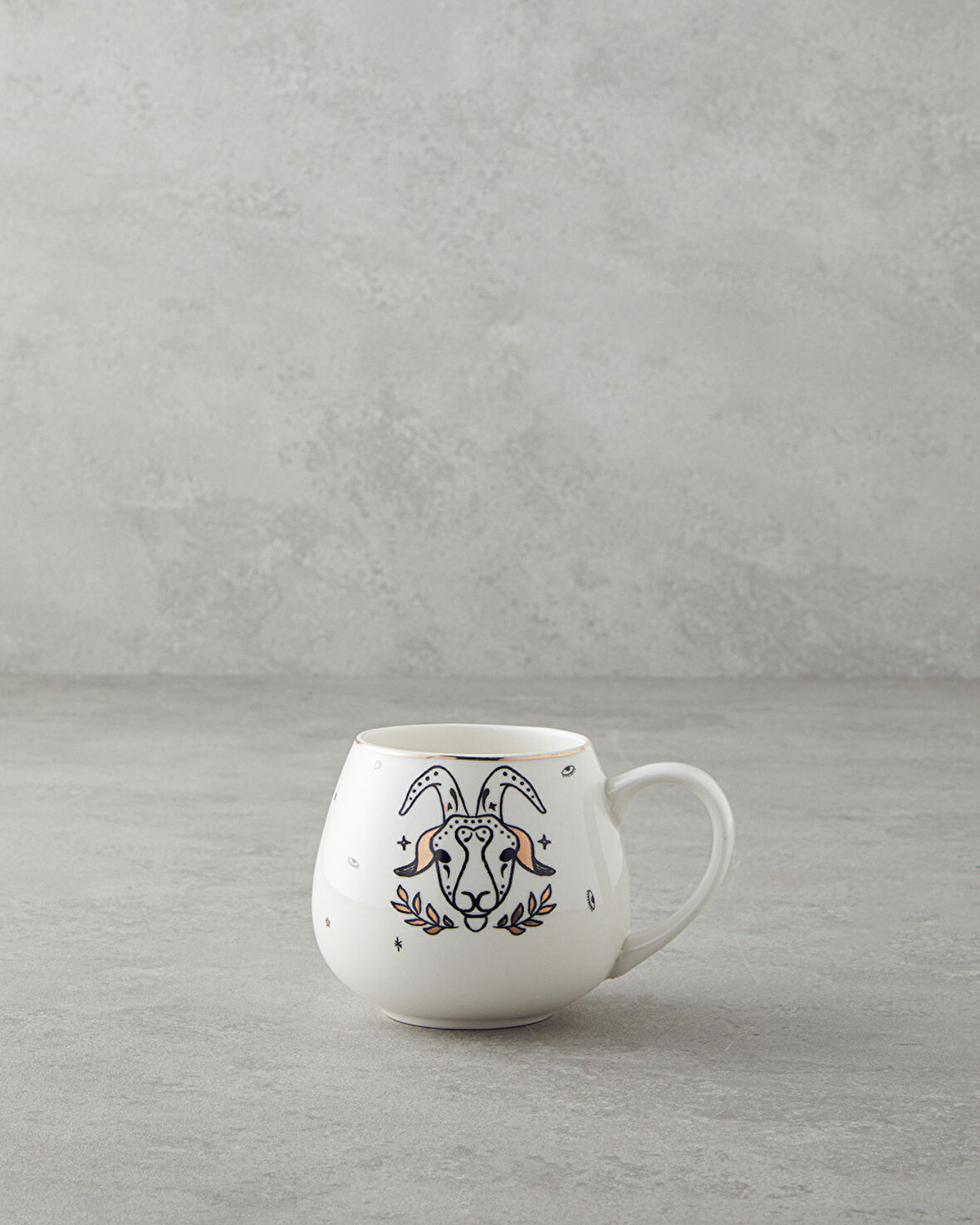 English Home Copricornus New Bone China Kupa 325 ml Siyah-Beyaz-Gold