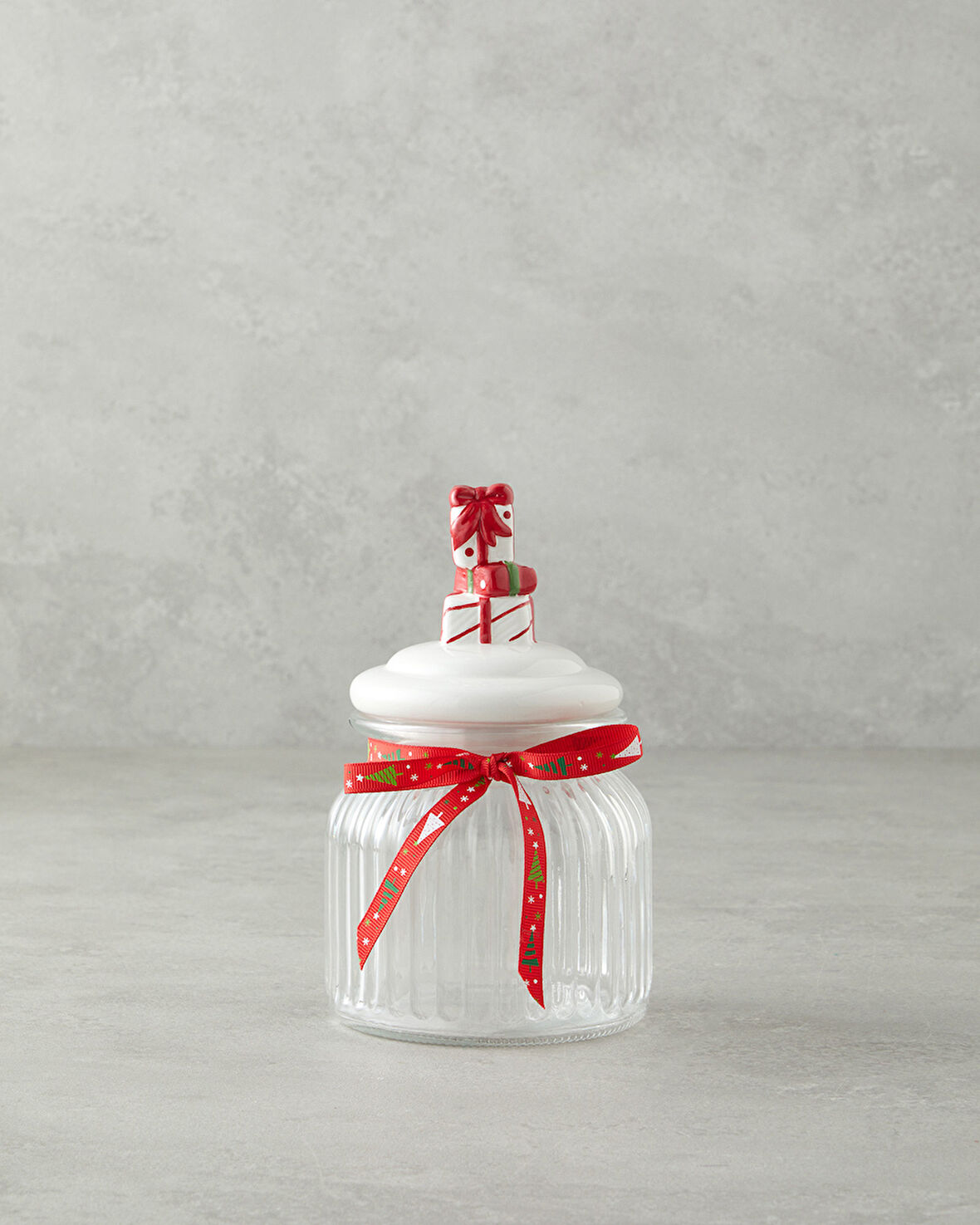 Ginger Time Cam Kavanoz 600 ml Beyaz - Kırmızı