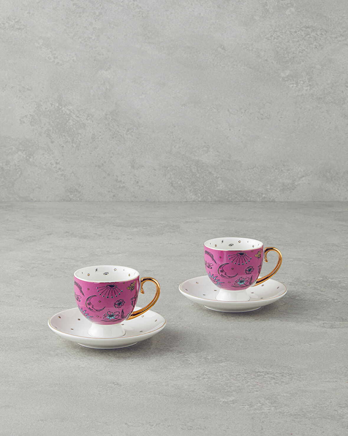 English Home Talisman Magic New Bone China 4 Parça 2 Kişilik Kahve Fincan Takımı 100 ml Pembe