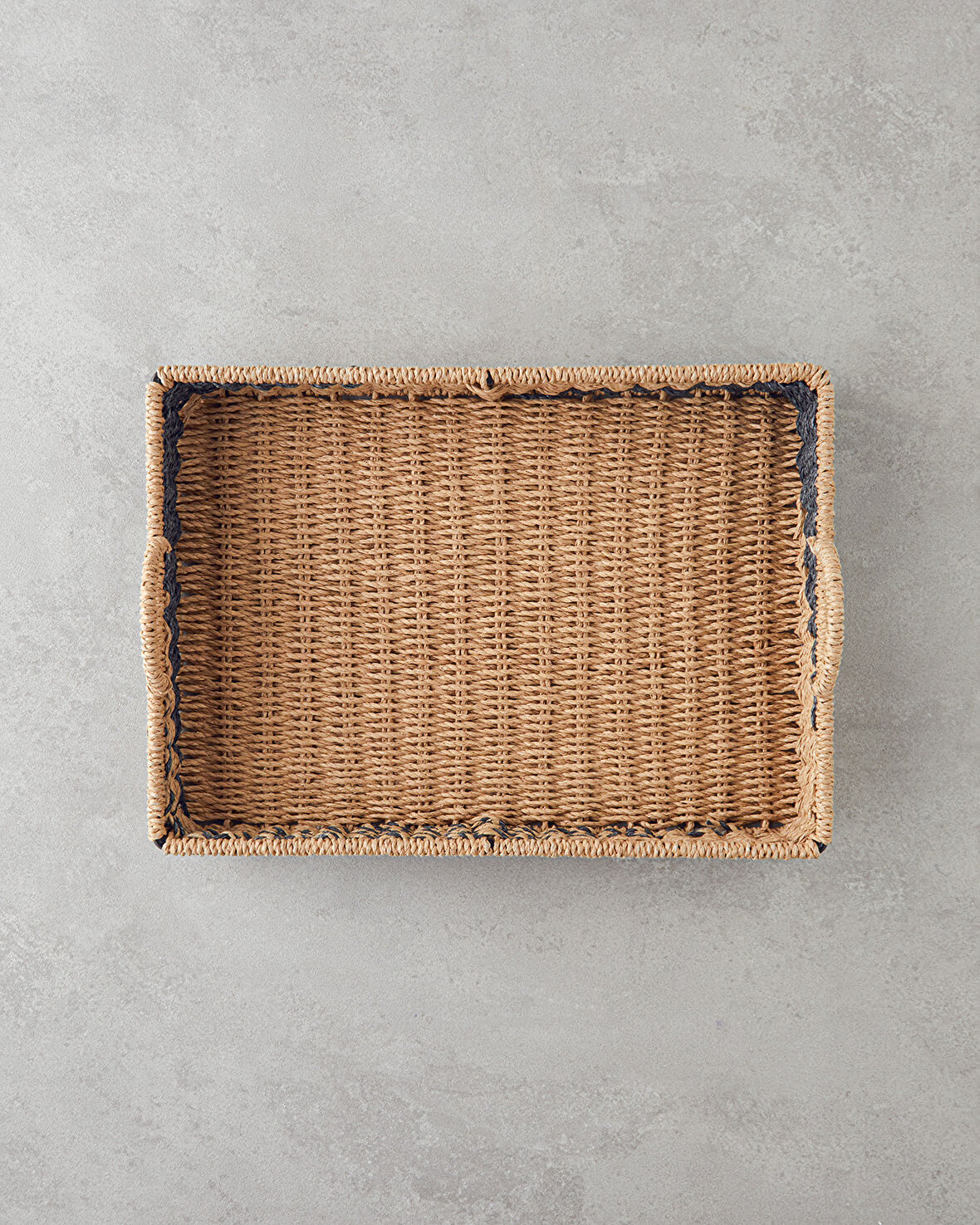 English Home Denver Kağıt İp Dekoratif Tepsi 35x25x5cm Natural-Siyah