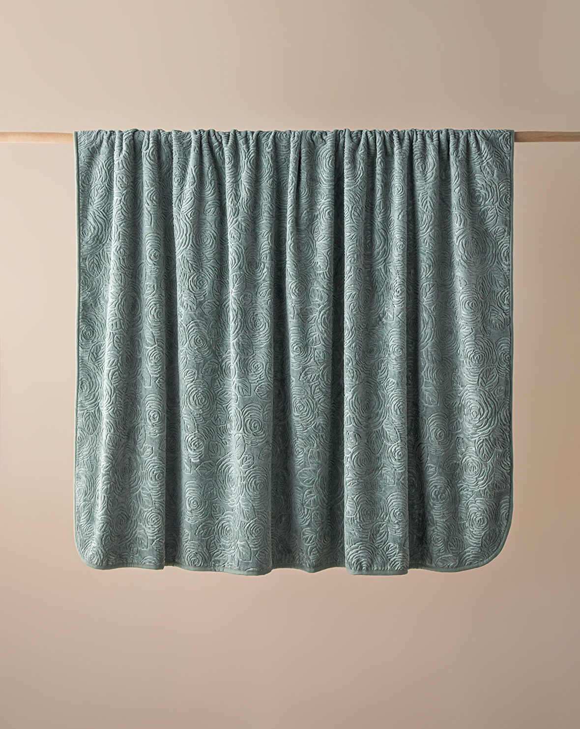 English Home Shabby Rose Emboss Çift Kişilik Battaniye 200x220 cm Seledon
