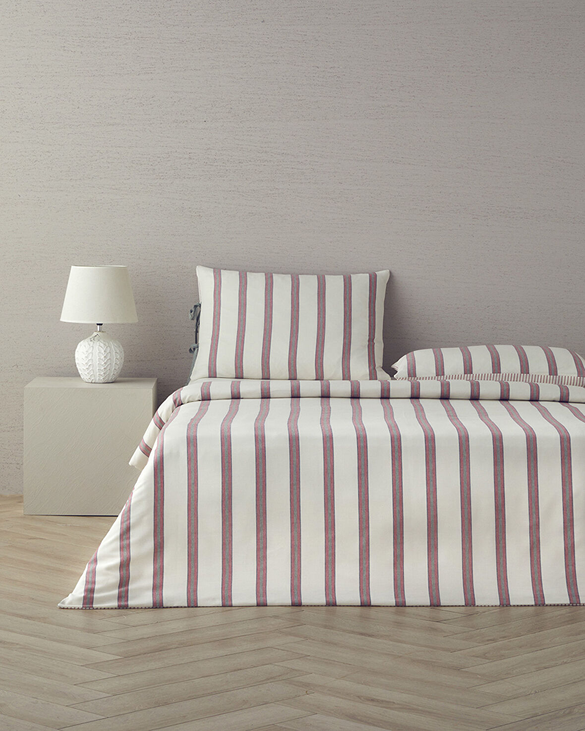 English Home Cool Stripe İpliği Boyalı Tek Kişilik Nevresim Takımı 160x220 cm Bordo-Yeşil