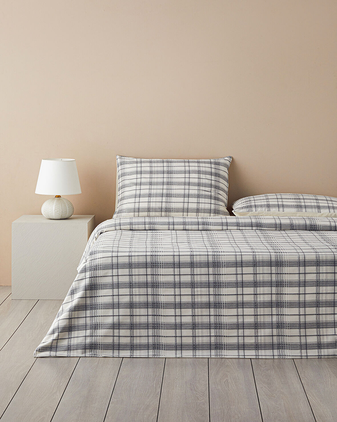 English Home Waffle Check İpliği Boyalı Tek Kişilik Nevresim Takımı 160x220 cm Gri