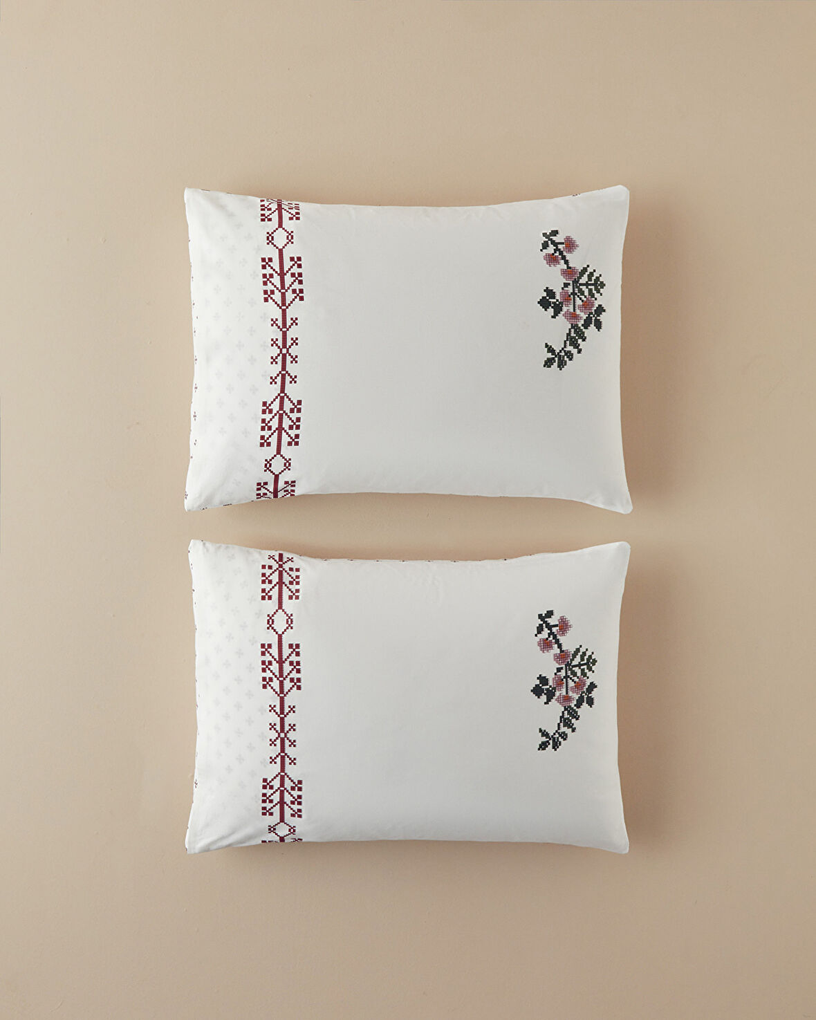 English Home Etamine Flower Pamuklu 2'li Yastık Kılıfı Pembe