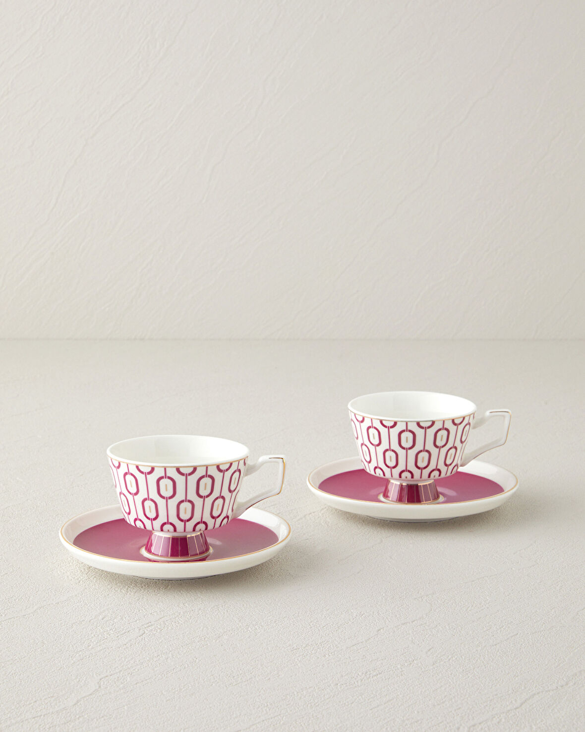 English Home Octavia New Bone China 4 Parça 2 Kişilik Kahve Fincan Takımı 90 ml Fuşya