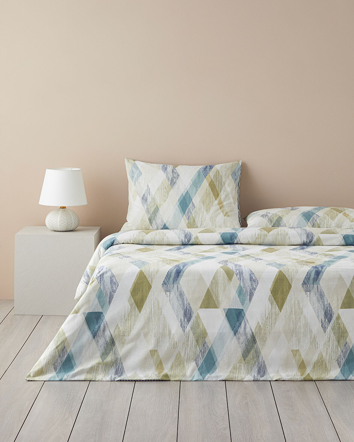 English Home Modern Argyle Pamuk Çift Kişilik Nevresim Takımı Mavi