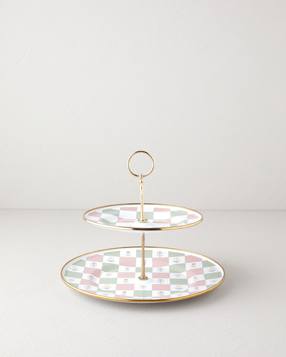 English Home Retro Pure Emaye Katlı Servis 21x29 cm Pembe - Yeşil