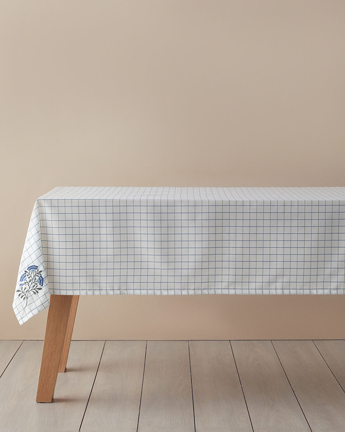 English Home Retro Chic Polycotton Masa Örtüsü Beyaz - Mavi