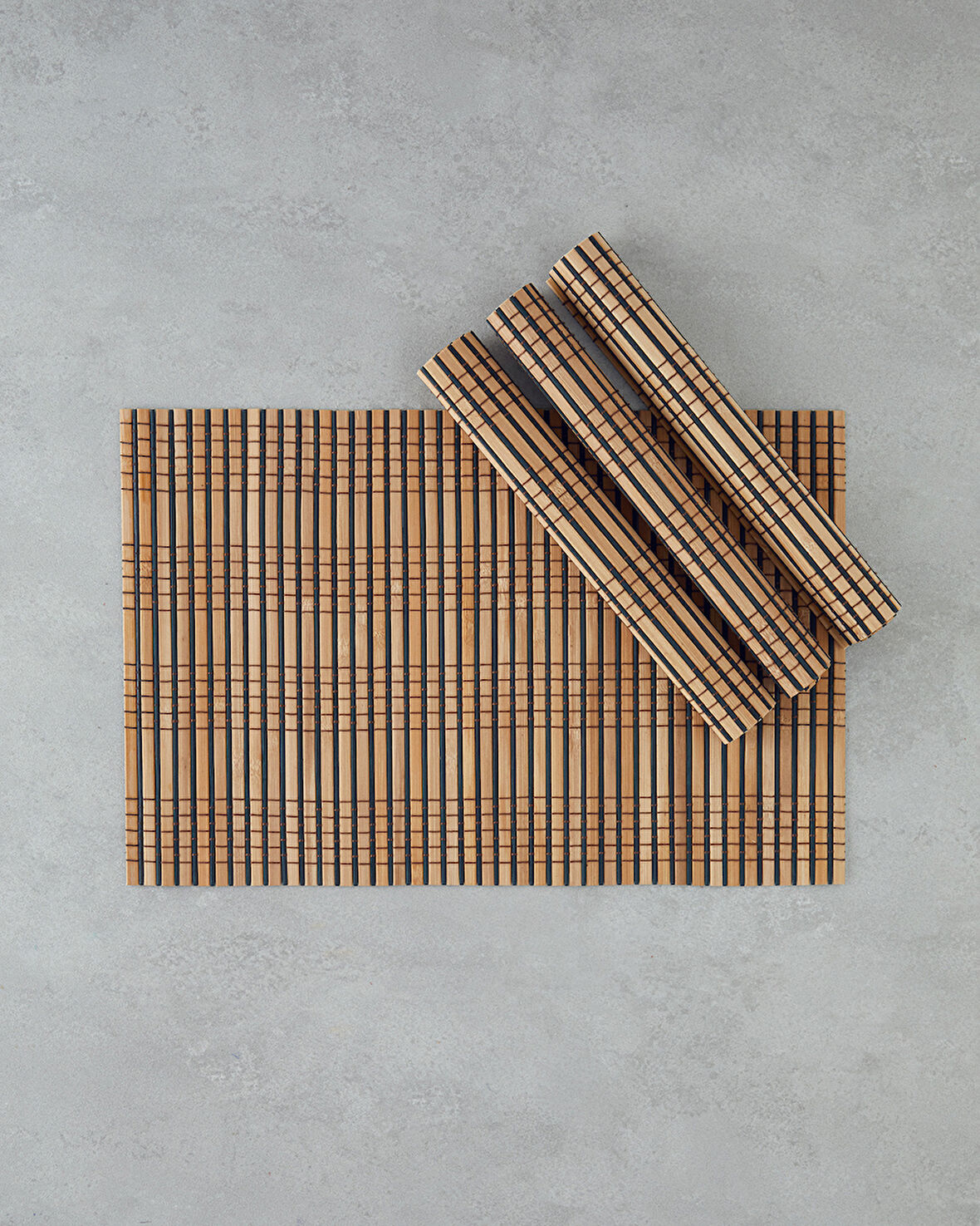 Breeze Bambu 4'lü Amerikan Servis 30x45 cm Siyah-Krem