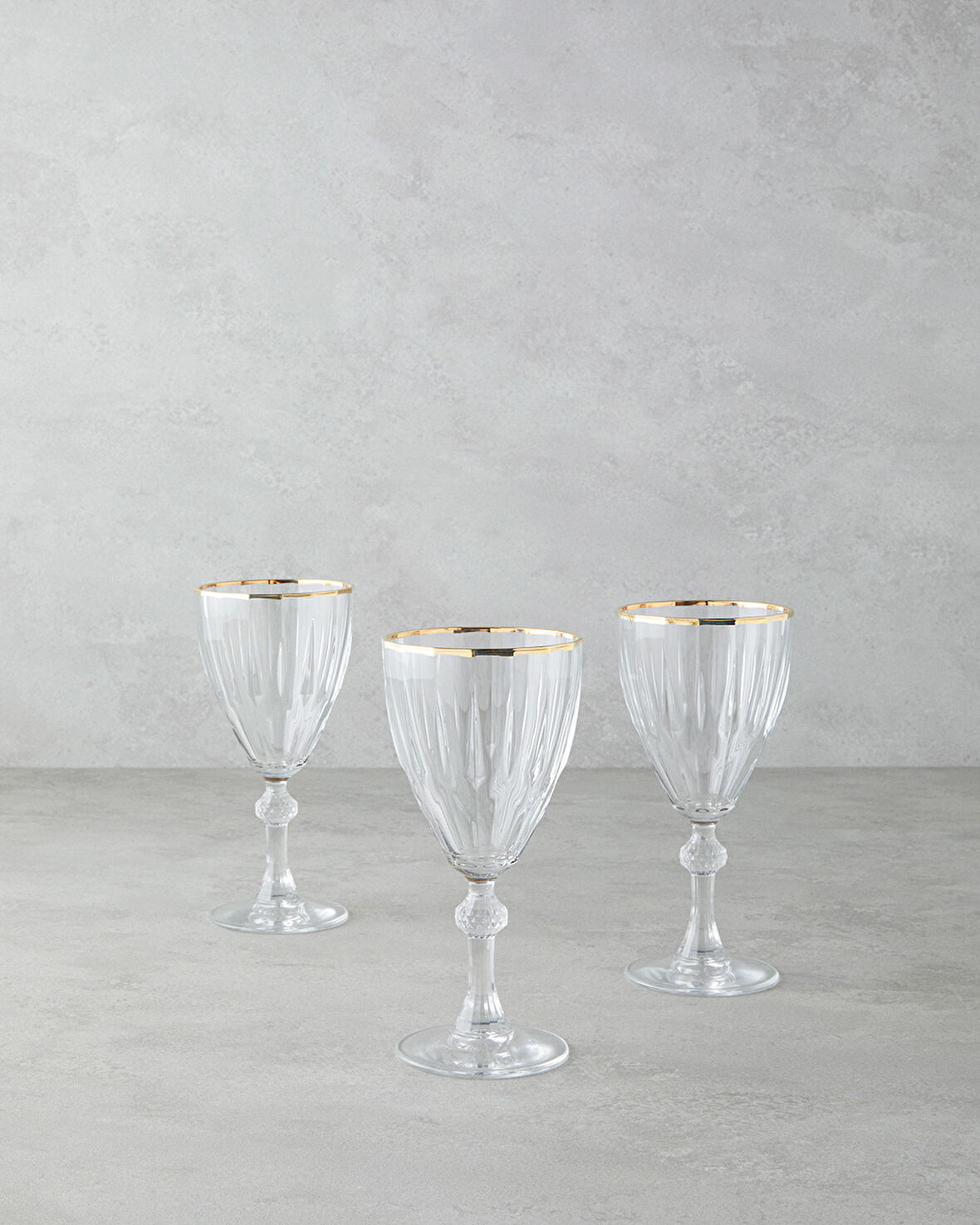 English Home Mirage Cam 3'lü Kadeh 300 ml Şeffaf-Gold