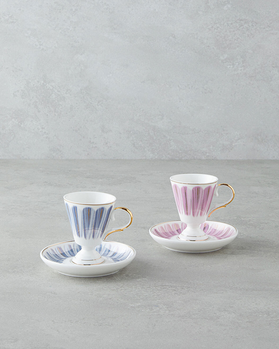 Winnie Porselen 4 Parça 2 Kişilik Kahve Fincan Takımı 90 ml Pembe - Mavi