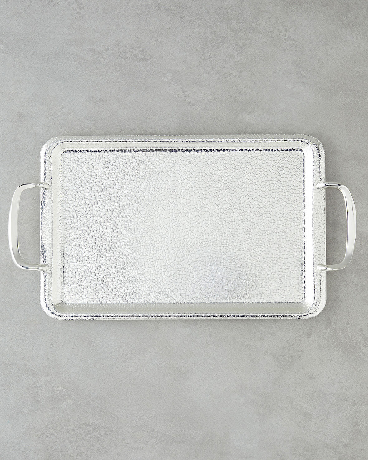 Glamour Metal Tepsi 34,5x22 Cm Silver