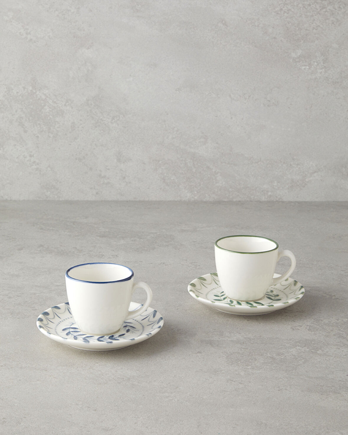 English Home Petally Bone Porselen 4 Parça 2 Kişilik Kahve Fincan Takımı 90 ml Mavi-yeşil
