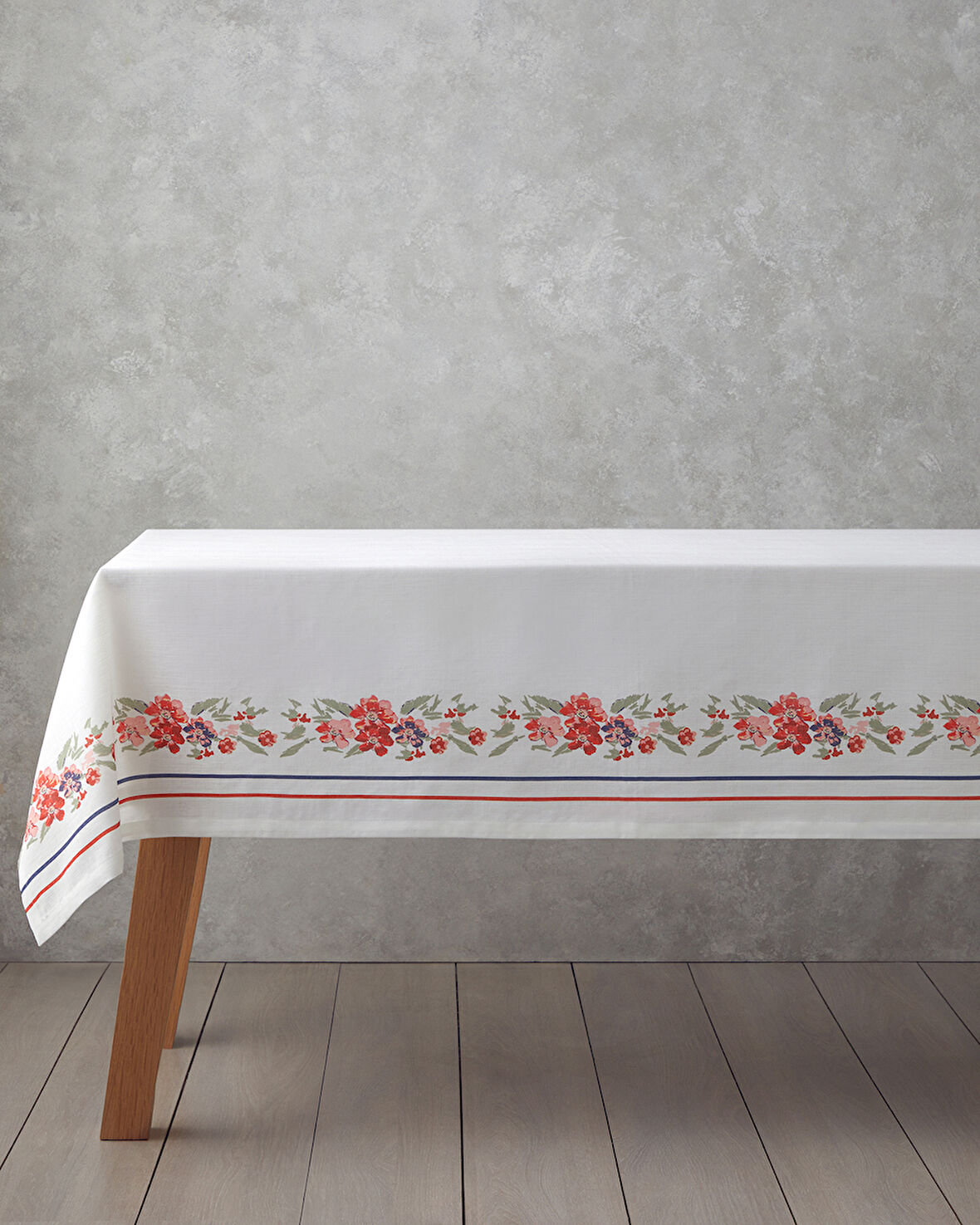 Opalin Polyester Masa Örtüsü 150x200 cm Beyaz - Kırmızı