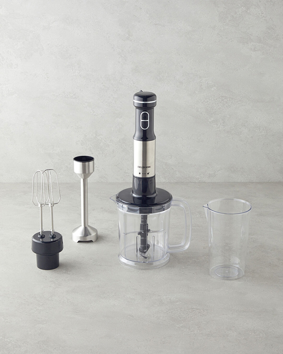 English Home MBS 3010 4 Bıçaklı Mini Blender Seti 1500W Siyah-Krom